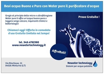 Vantaggiosissima Offerta in Comodato d'uso Gratuito di Water pure - newatertechnology.it